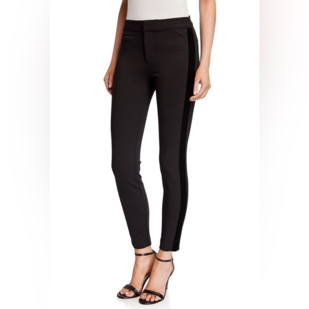 PAIGE Tereza Skinny Tuxedo Trousers Velvet Side Stripes - Sz 27 - Picture 2 of 9